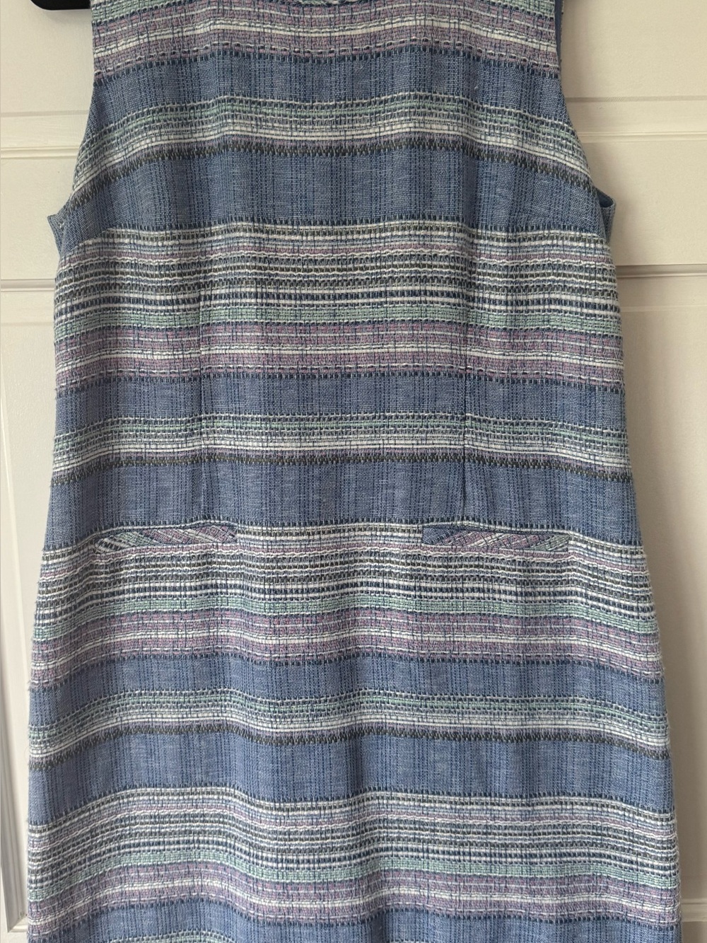 Talbots Tweed Blue Striped Sleeveless Midi Dress - Picture 2 of 4
